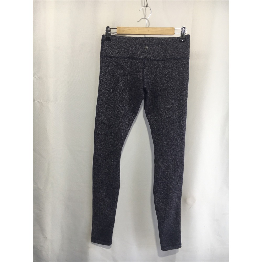 Lululemon Wunder Under Pant Heathered Herringbone Heathered Black Sz 6 .